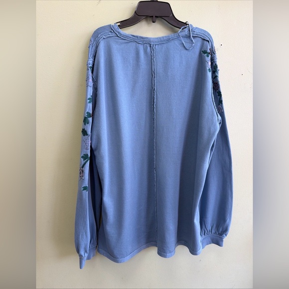 Free People Violet Vines Embroidered Floral Long Sleeve Top - Picture 8 of 9